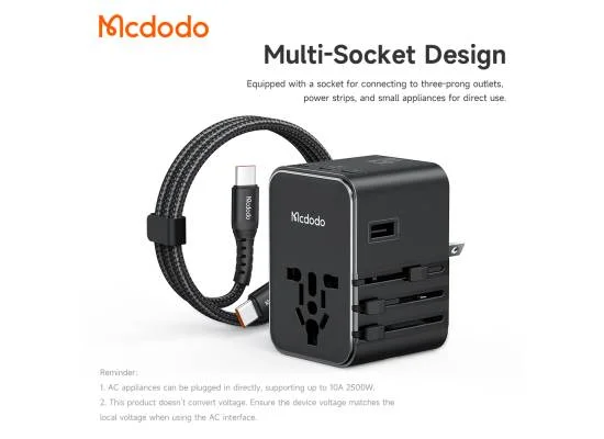 Mcdodo 327 45W International Travel Charger with 3 USB-C, 2 USB and AC Outlet - Thumbnail 2