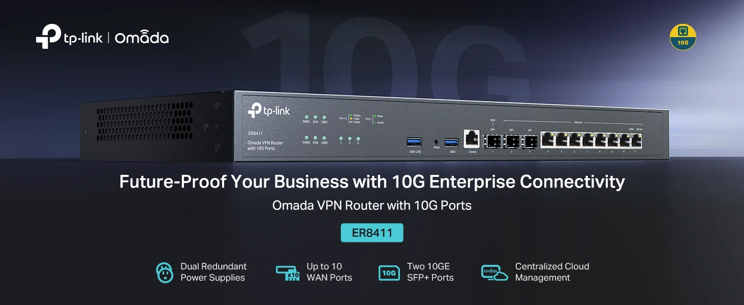 TP-LINK ER8411 Enterprise Wired 10G VPN Router with Up to 10 WAN Ports - Image 9