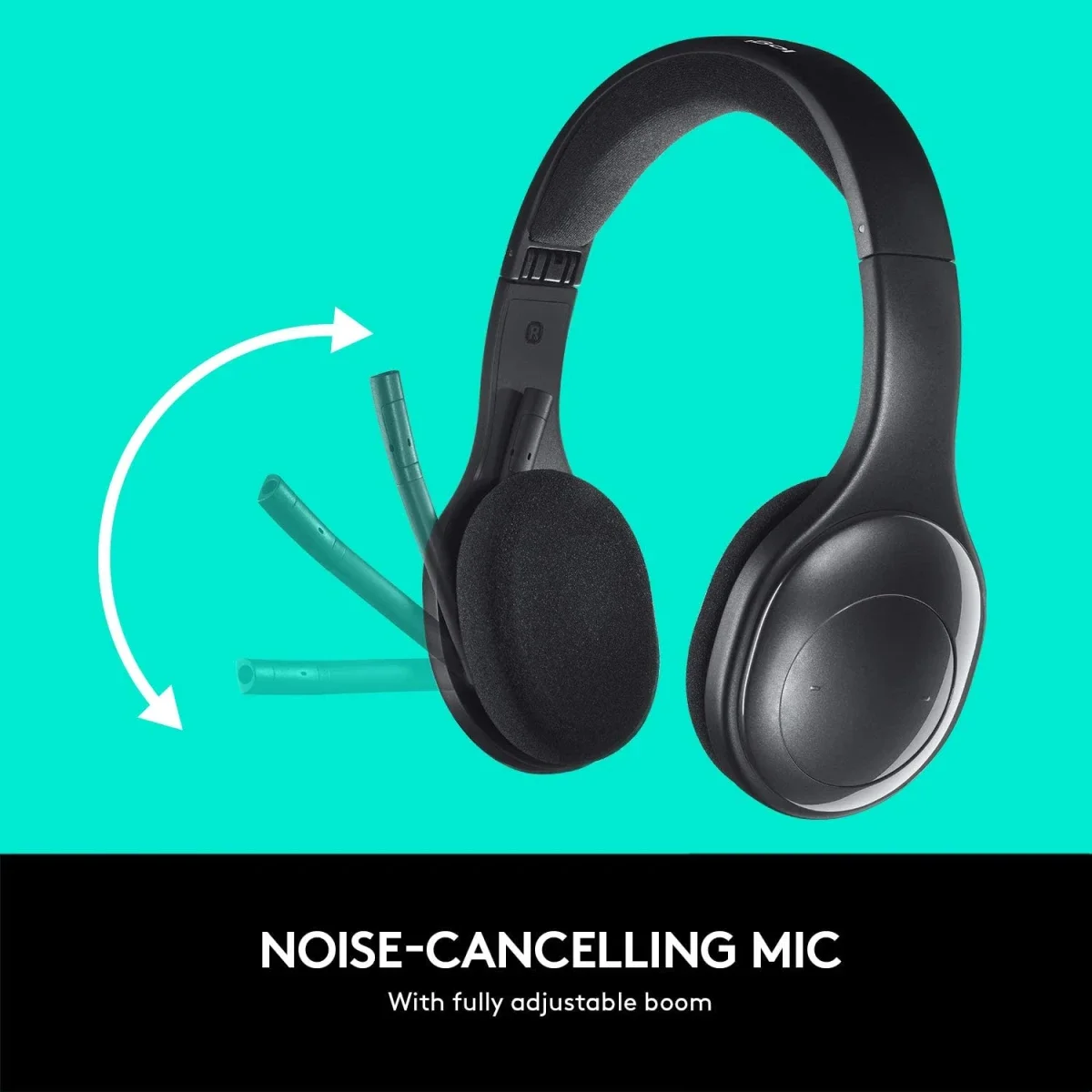 سماعة رأس لاسلكية Logitech H800 بتقنية Bluetooth مع ميكروفون عازل للضوضاء، أسود - Thumbnail 5