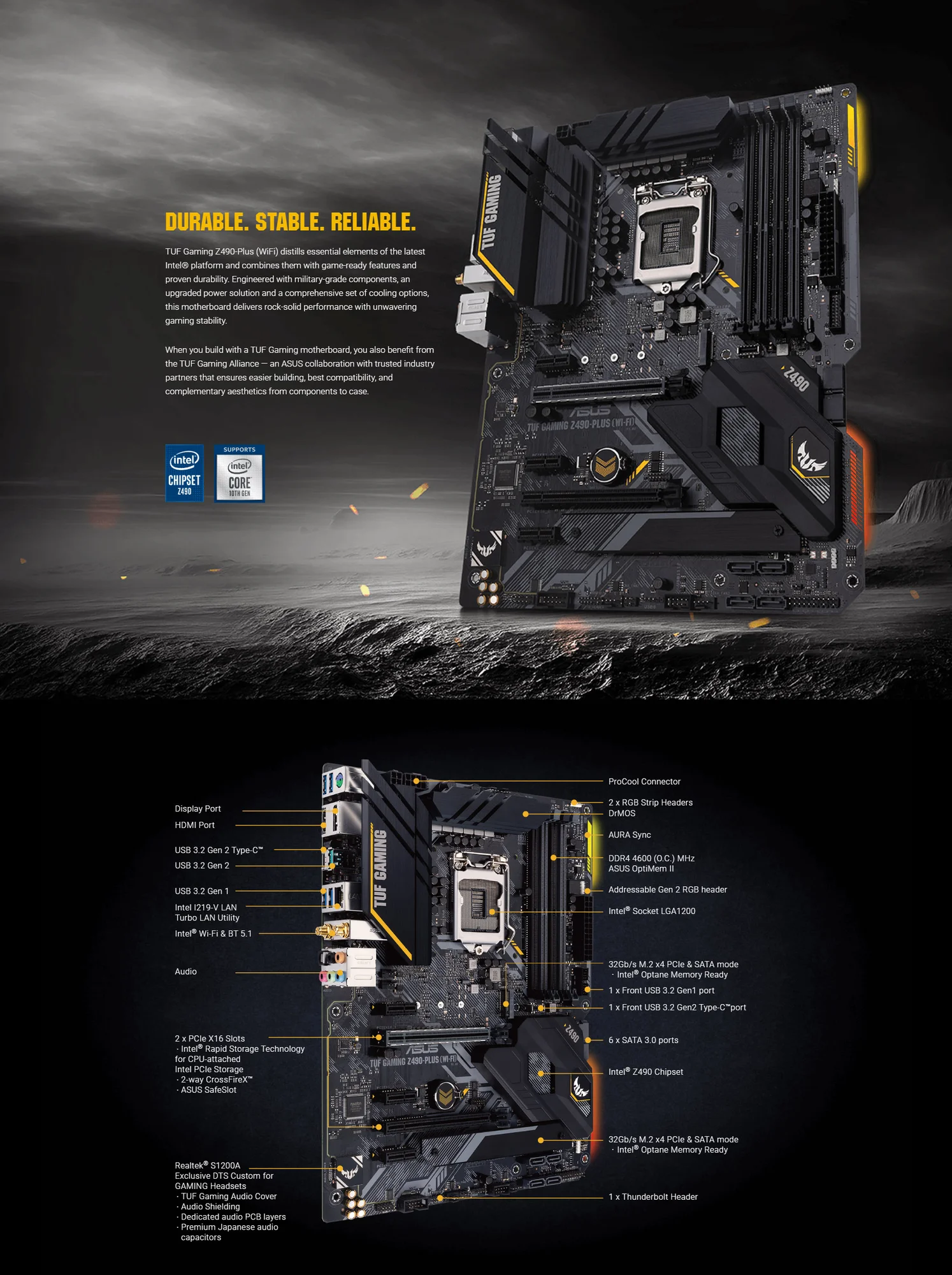 لوحة أم Asus TUF Gaming Z490-Plus WiFi 6 ATX DDR4 للألعاب - Thumbnail 3