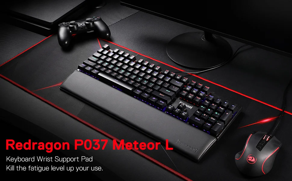 مسند معصم للكيبورد Redragon P037 Meteor L من إسفنج الذاكرة للكيبوردات 104 مفتاح - Thumbnail 8