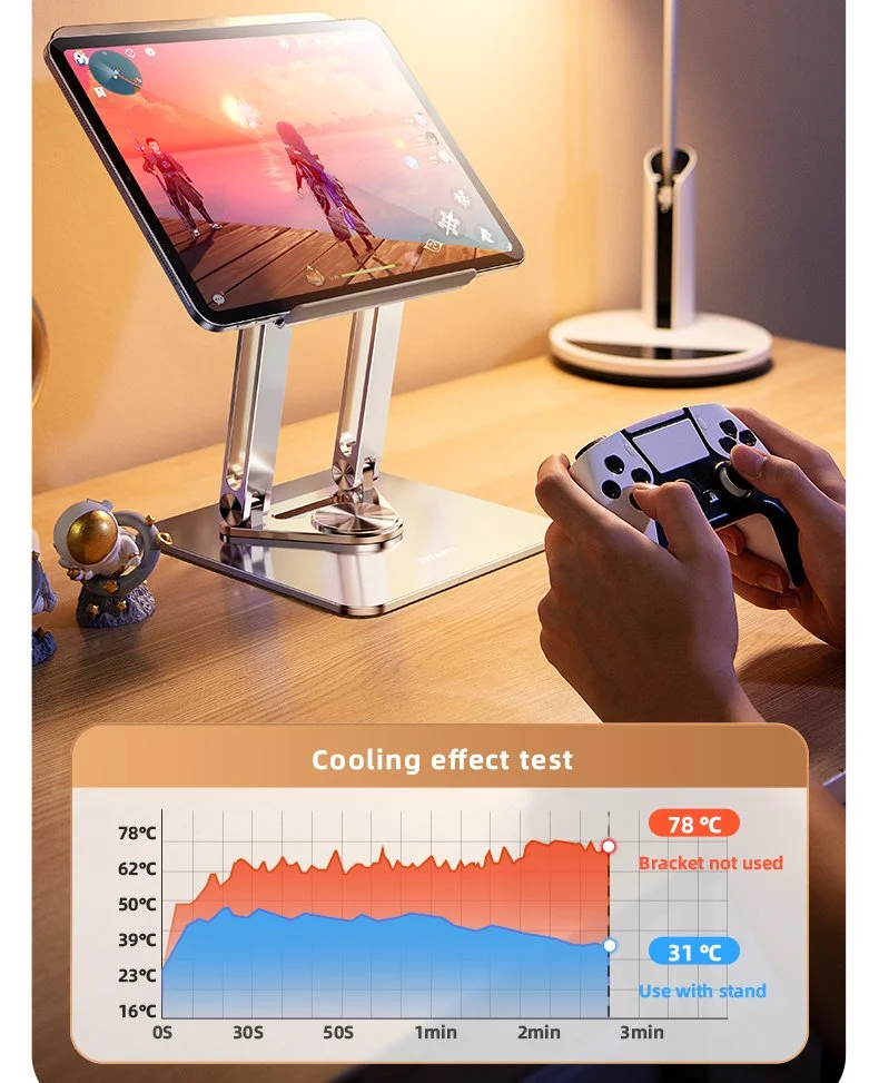 ستاند لابتوب RTAKO RS-CP84 قابل للتعديل بمستويين مع قاعدة دوارة 360° - أسود - Thumbnail 29