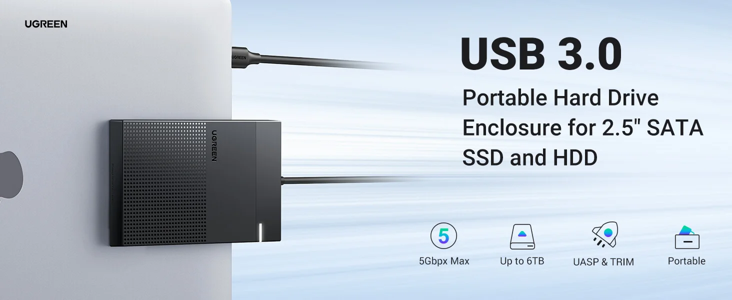Ugreen 2.5 Inch Hard Drive Enclosure USB to SATA III 30847 30719 - Image 3
