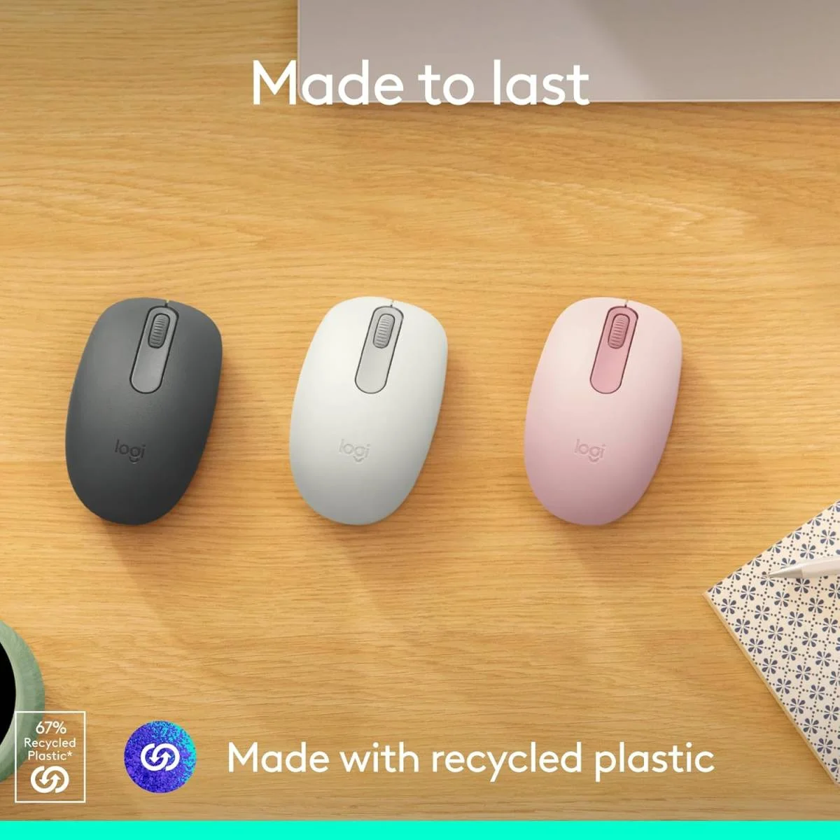 ماوس Logitech M196 لاسلكي بتقنية Bluetooth بتصميم صغير محمول وبطارية 12 شهر - أوف وايت - Image 3