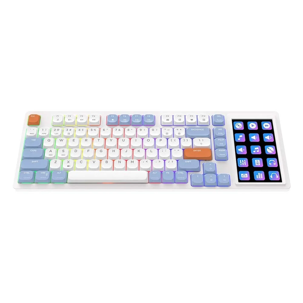 كيبورد AJAZZ AK815 ميكانيكي بشاشة وسويتشات بنية وإضاءة RGB – أزرق وأبيض وبرتقالي - Image 5
