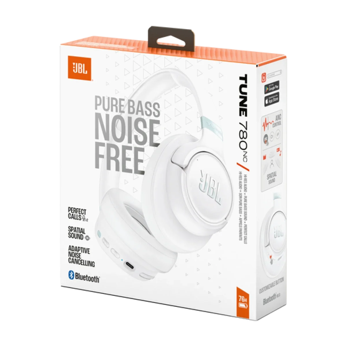 JBL Tune 780NC Wireless Over-Ear ANC Headphones, White - Thumbnail 6