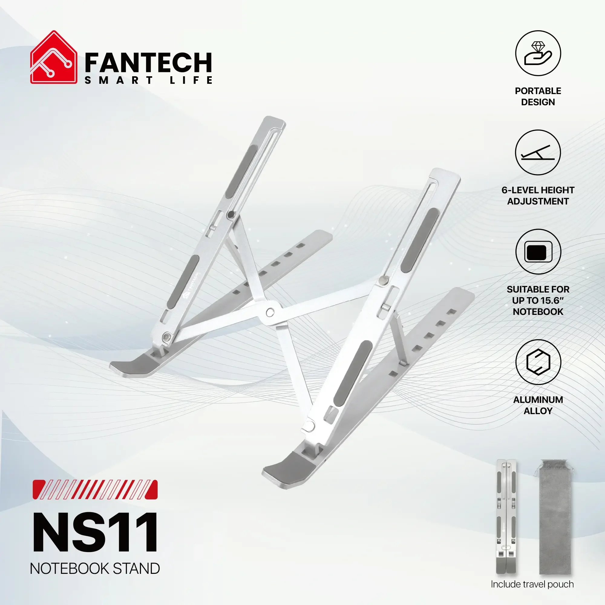 Fantech NS11 Adjustable Aluminum Alloy Laptop Stand - Thumbnail 3