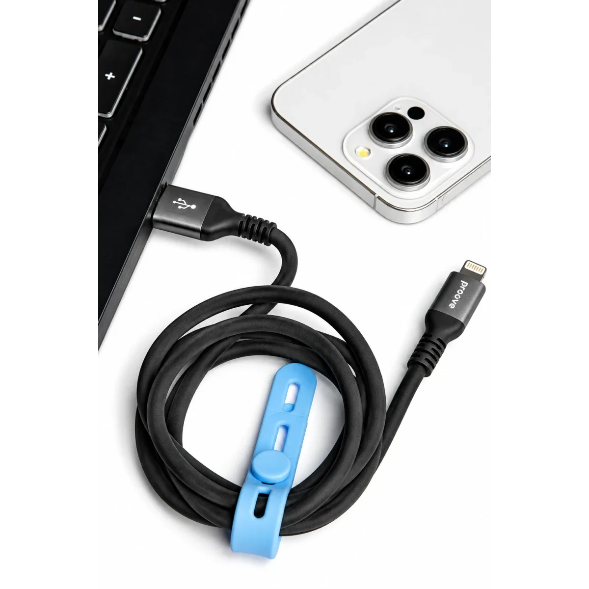 كيبل شحن ونقل بيانات Proove Soft Silicone من USB إلى Lightning بقدرة 2.4A وطول 1m أسود - Thumbnail 4
