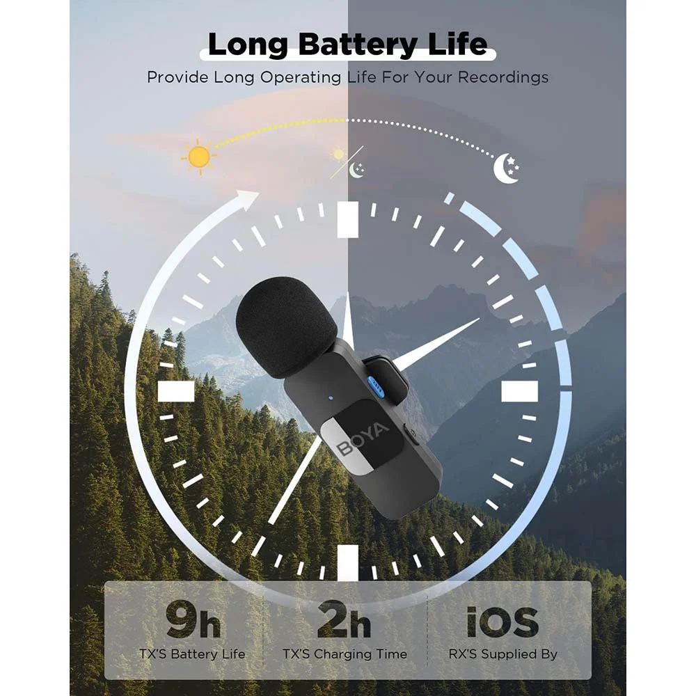 مايكروفون Boya BY-V2 لاسلكي مزدوج للآيفون بمنفذ Lightning - Image 5