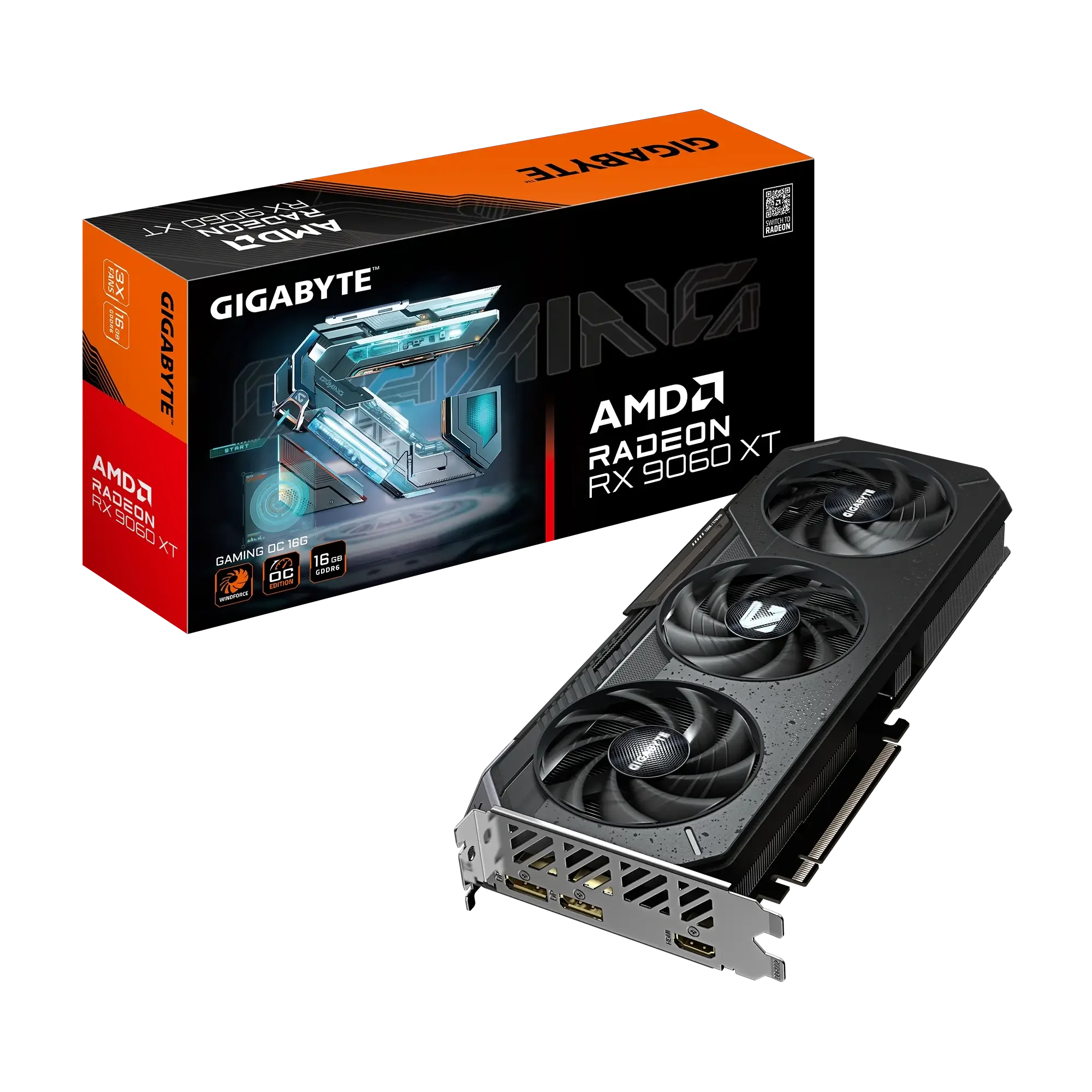 كرت شاشه GIGABYTE Radeon RX 9060 XT GAMING OC بسعه 16GB GDDR6