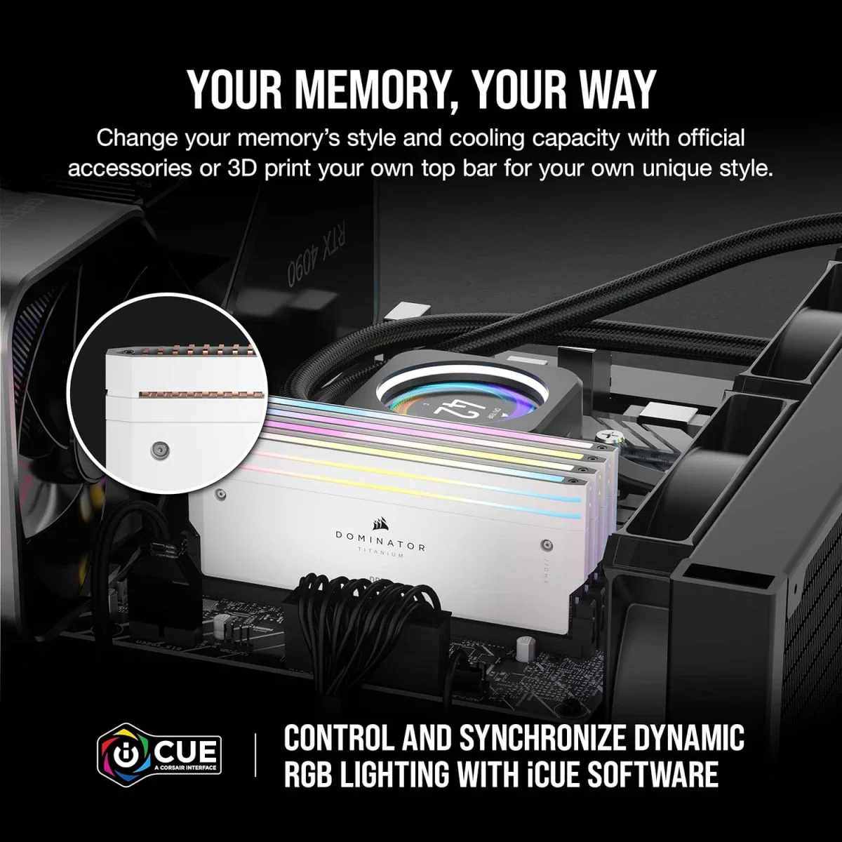 Corsair Dominator Titanium RGB 32GB (2 x 16GB) DDR5 6000 Desktop Memory White - Image 4