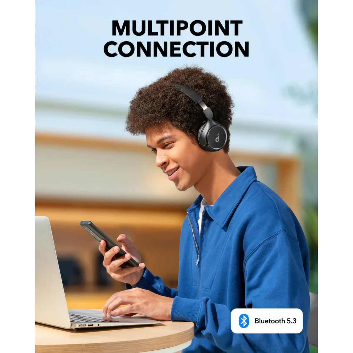 Anker Soundcore H30i Wireless On-Ear Headphones, Bluetooth 5.3, 70H Playtime, Black - Thumbnail 4