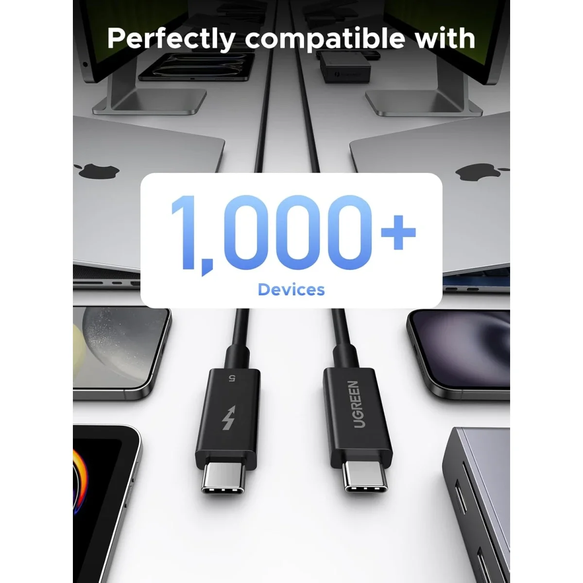 Ugreen Thunderbolt 5 USB-C Cable 240W 80Gbps 1M Black - Image 2