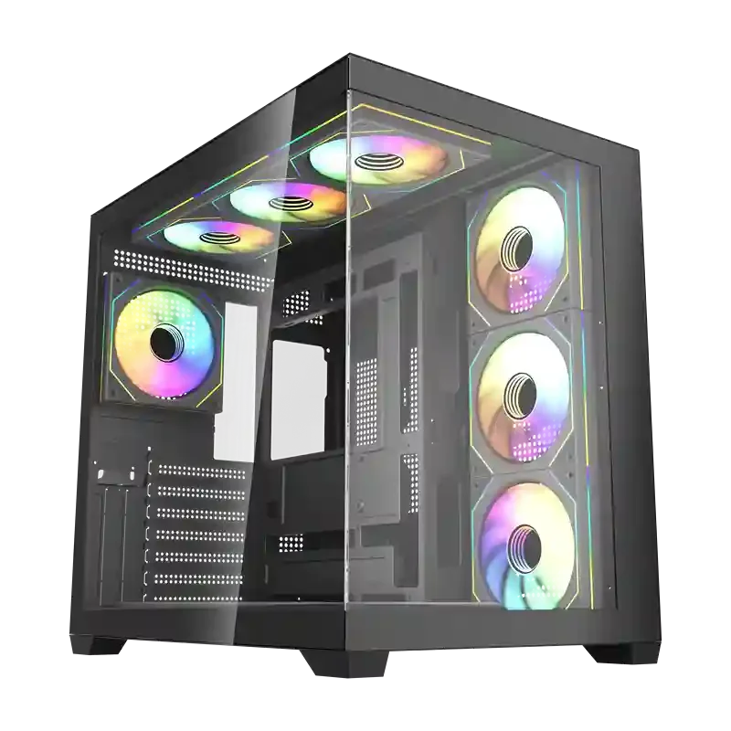 كيس ألعاب Fantech CG85X Lumina X ميد تاور أسود مع 6 مراوح ARGB