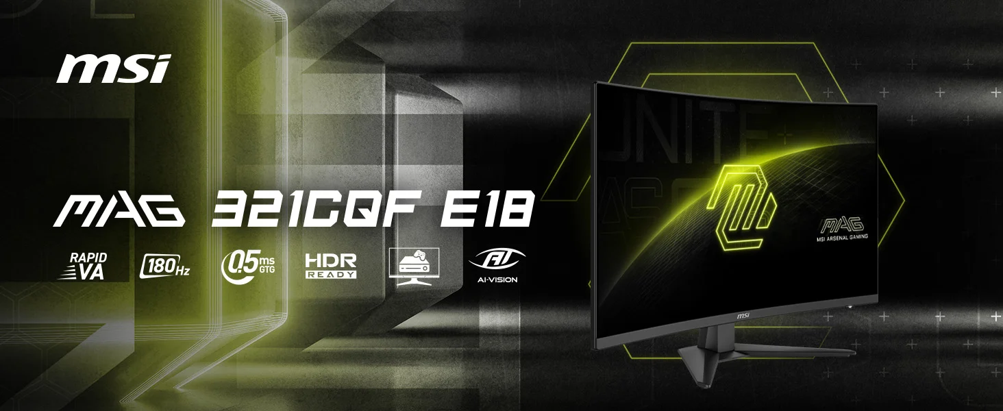 شاشة ألعاب MSI منحنية 32 إنش QHD 2K 1440p بتردد 180 هرتز وزمن استجابة 0.5 مللي ثانية MAG 321CQF E18 - Thumbnail 8