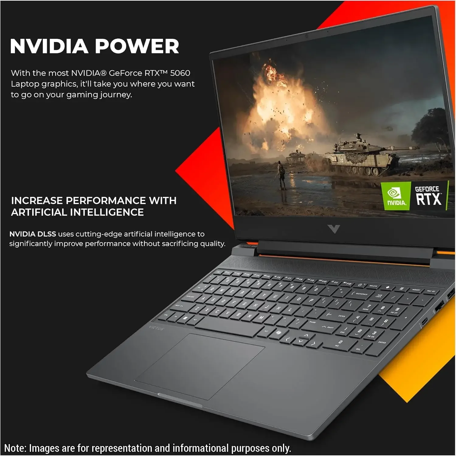 لابتوب مساحة الشاسة 15.6 انش  للألعاب HP Victus 15 بمعالج Intel Core i7-13620H وكرت RTX 5060 ‏8GB  - 144Hz - Thumbnail 6