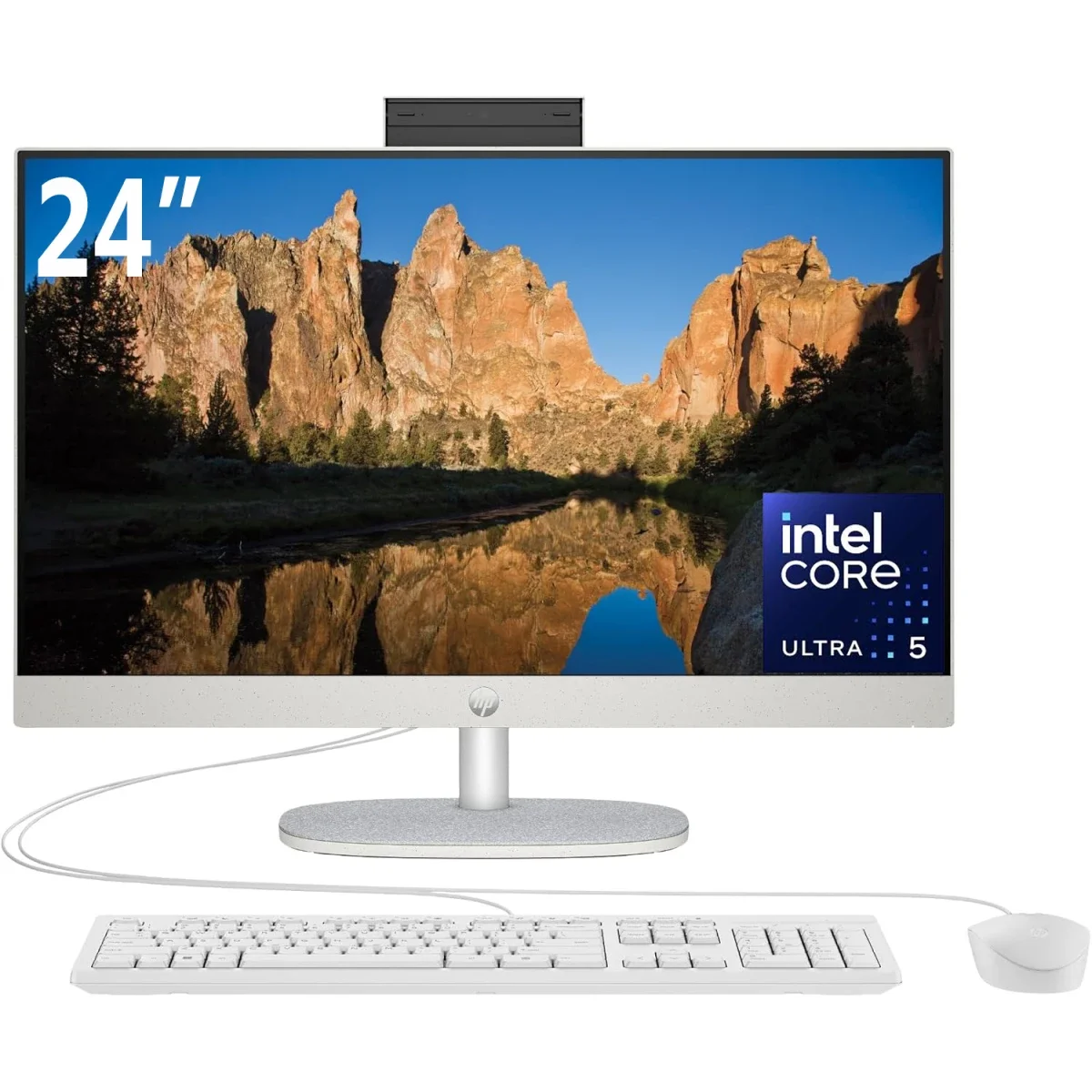 كمبيوتر الكل في واحد HP 24-cr2032ne PC شاشة 24 إنش IPS Full HD بمعالج Intel Core Ultra 5 225U لون White - Image 1
