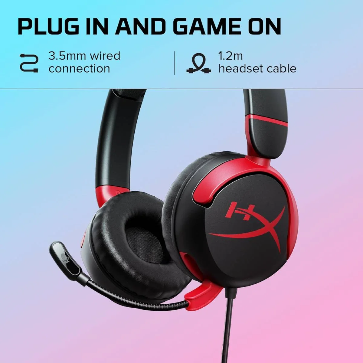 HyperX Cloud Mini Wired On-Ear Gaming Headset for Kids, 30mm Drivers, Flip-to-Mute Mic, Black - Thumbnail 3