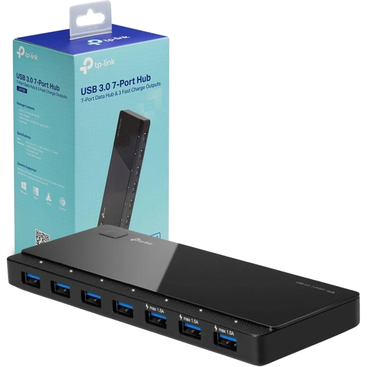 TP-LINK UH700 7-Port USB 3.0 Hub with 5Gbps Transfer Speed and 1.5A Fast Charging - Image 1