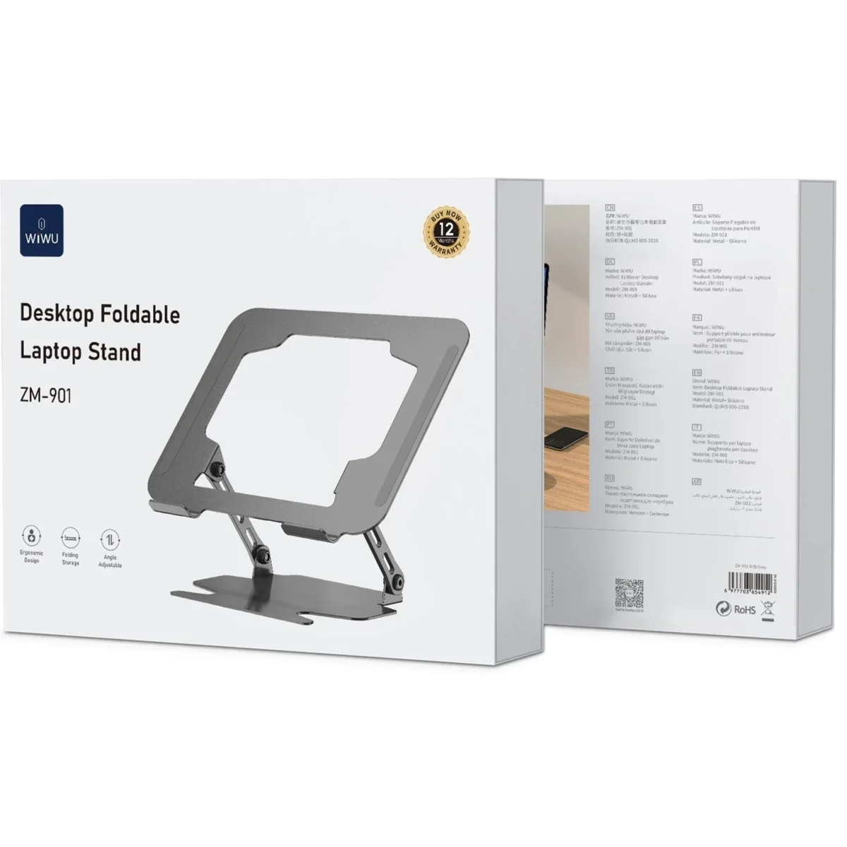 WIWU ZM-901 Foldable Desktop Laptop Stand - Grey