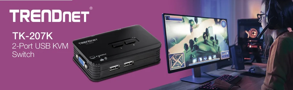 سويتش KVM USB بـ 2 منفذ TRENDnet TK-207K مع طقم كابلات - Image 8