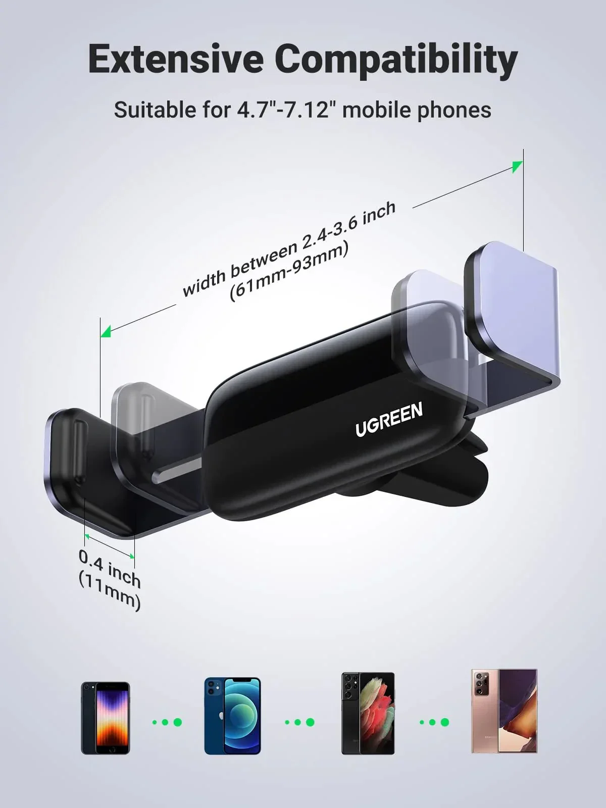 حامل موبايل للسيارة Ugreen 10422 بفتحة التهوية مع دوران 360° - Image 4