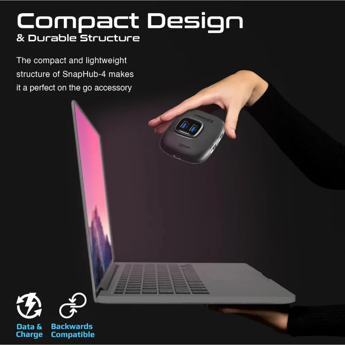 موزع USB Promate SnapHub-4‏ 4 في 1 USB 3.2 مع 4 منافذ USB-A بسرعة 10Gbps و5V/1A - Thumbnail 6