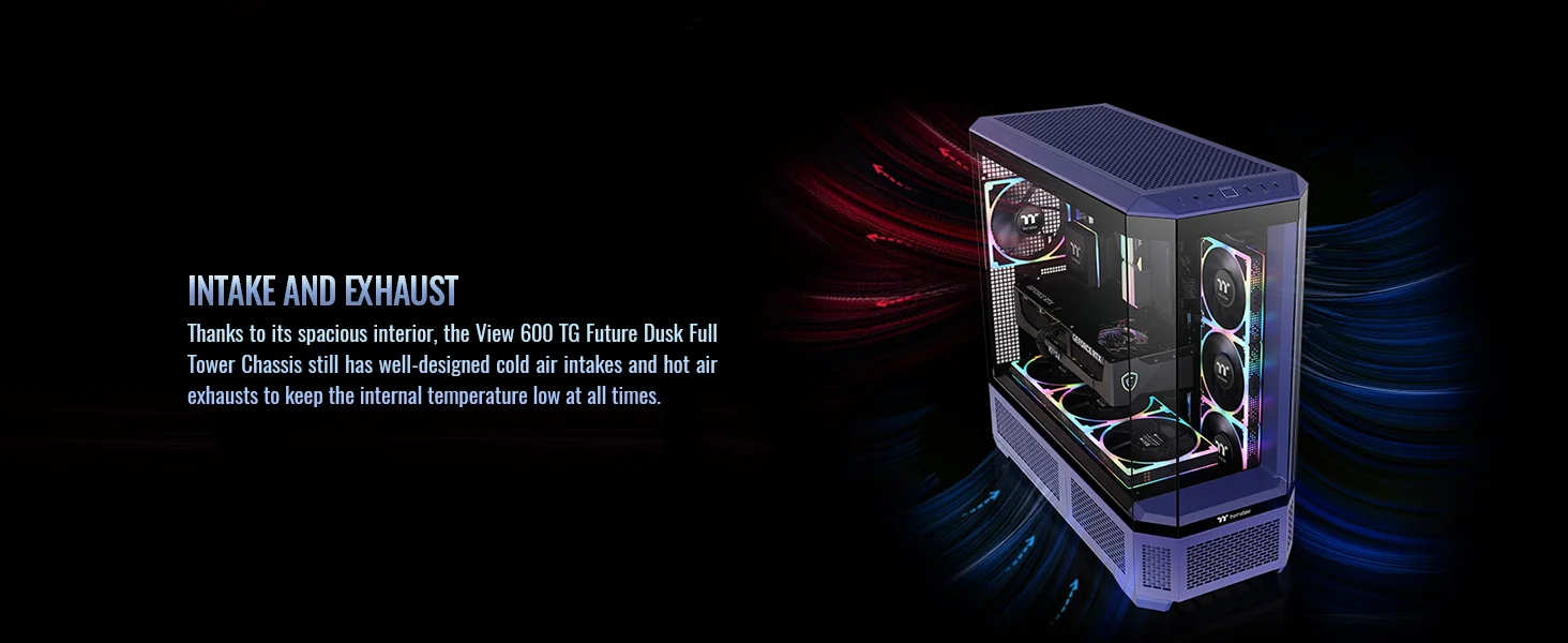 Thermaltake View 600 TG Full Tower PC Case with 420mm Radiator Support & 6.0" LCD Panel Kit - Future Dusk - Image 15