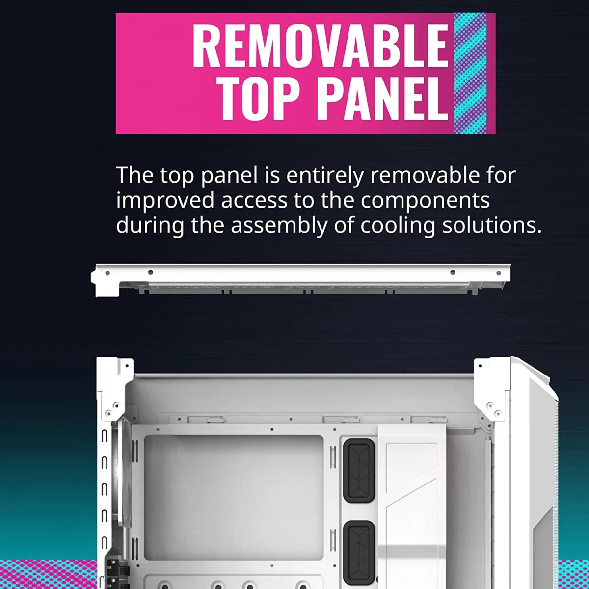 Cooler Master HAF 500 White Edition Mid-Tower PC Case with High Airflow Mesh, ARGB Fans, USB 3.2 Gen 2 Type-C - Thumbnail 8