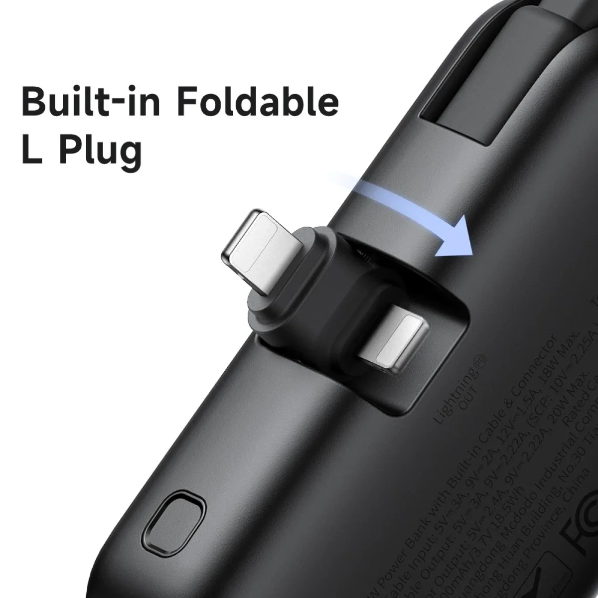 باور بانك Mcdodo MC-7800 MDD Free Kit بسعة 5000mAh وشحن 20W مع قابس iPhone وشاشة رقمية - أسود - Thumbnail 6
