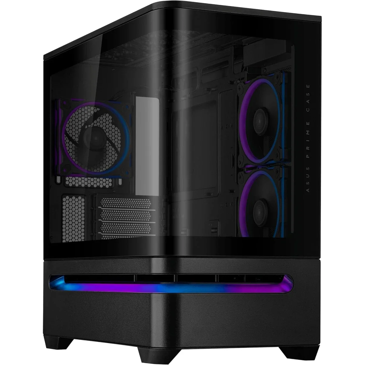 Asus Prime AP202 ARGB Black Micro-ATX PC Case with Curved Tempered Glass and 3 ARGB Fans - Image 1