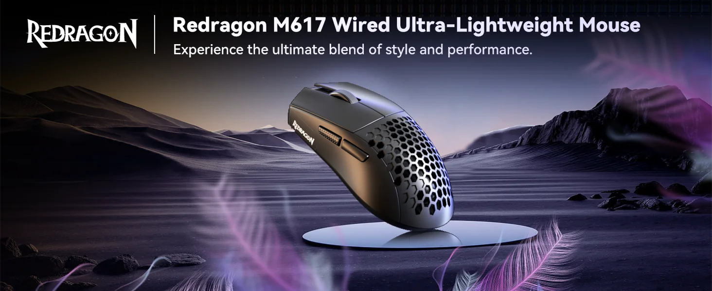 ماوس ألعاب سلكي Redragon M617 فائق الخفة 41g بدقة 10000 DPI، أسود - Thumbnail 7