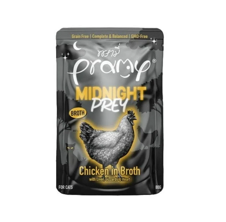 طعام Pramy Midnight بالدجاج في المرق 80 غرام