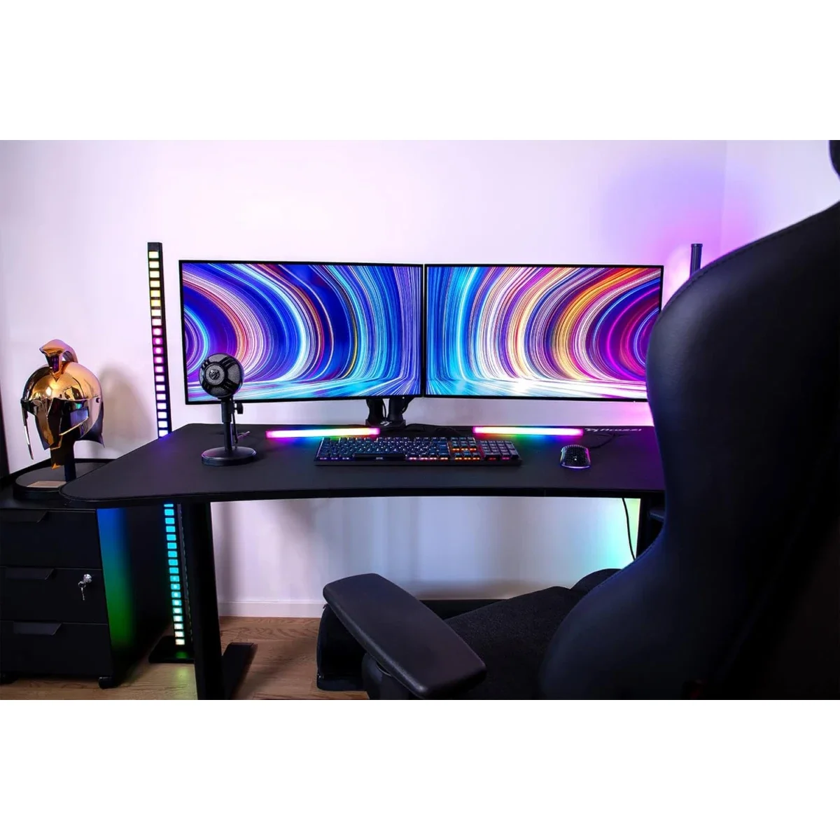 Arozzi Arena Medium Curved Gaming Desk with Washable Microfiber Mouse Pad, 140 cm, Pure Black - Image 4