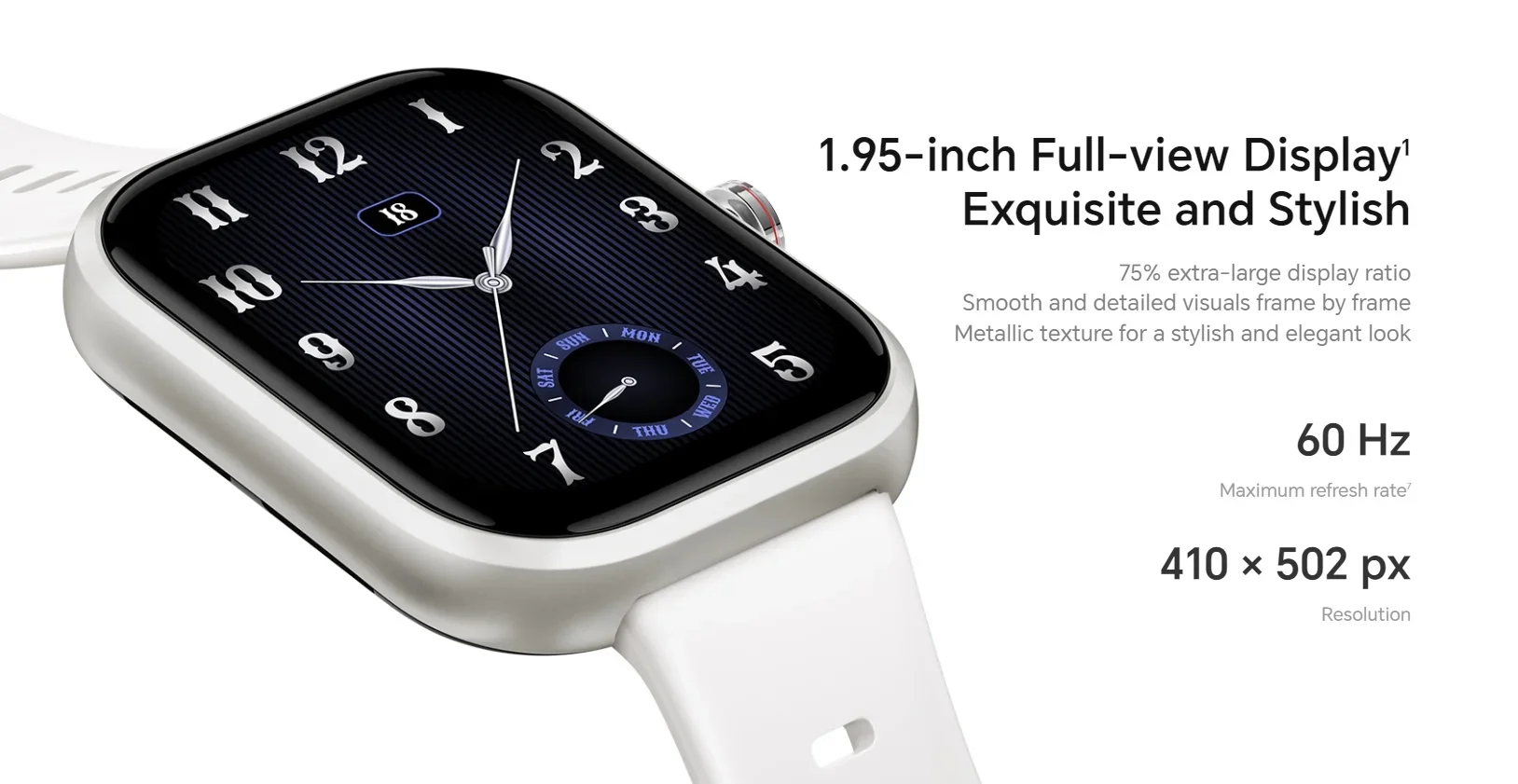 ساعة ذكية HONOR CHOICE Watch بشاشة AMOLED مقاس 1.95 إنش ومكالمات بلوتوث، أبيض - Thumbnail 11