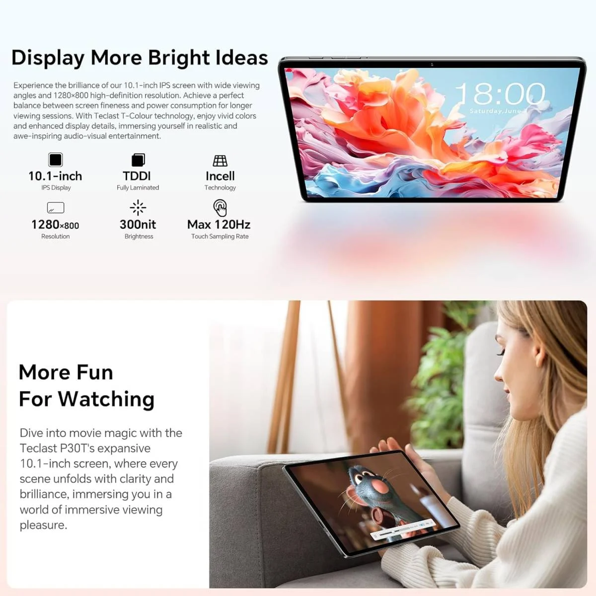 تابلت TECLAST P30T أندرويد 15 10.1 إنش، رام 12GB، سعة 128GB، معالج ثماني النواة 2GHz، بطارية 6000mAh، طقم 10 إكسسوارات - Image 3