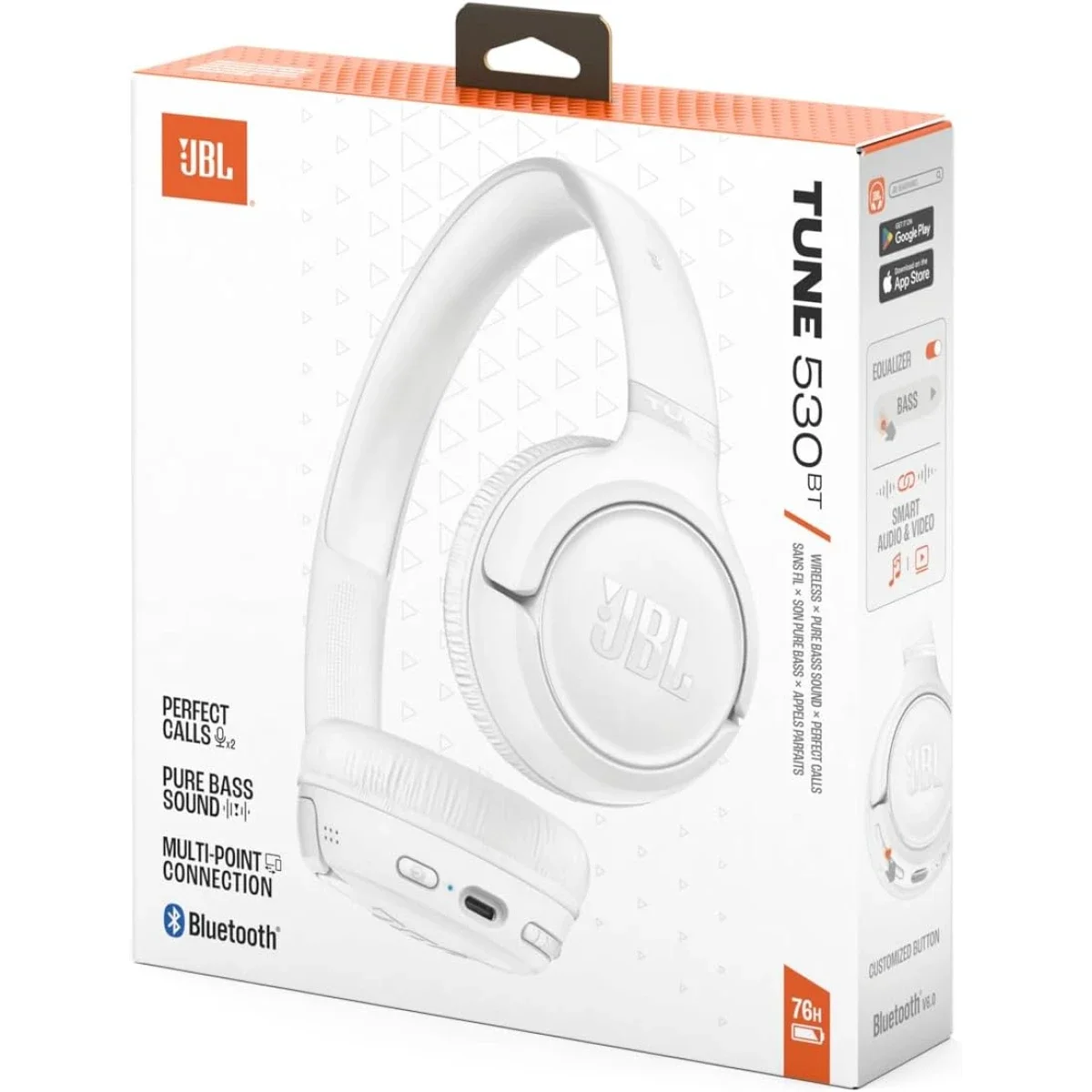 JBL Tune 530 BT Wireless On-Ear Headphones, Bluetooth 6.0, 76-Hour Battery, White - Image 6