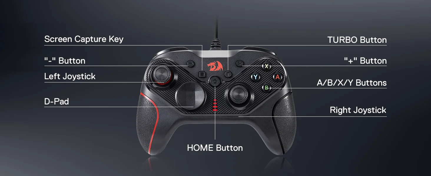 Redragon G710 Wired Gaming Controller for PC, Android & Nintendo Switch - Black - Thumbnail 9