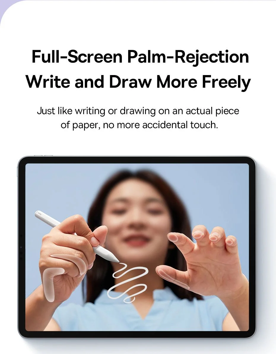 قلم لمس نشط Baseus Smooth Writing 2 Series Stylus Lite بمؤشرات LED، أبيض - Thumbnail 21