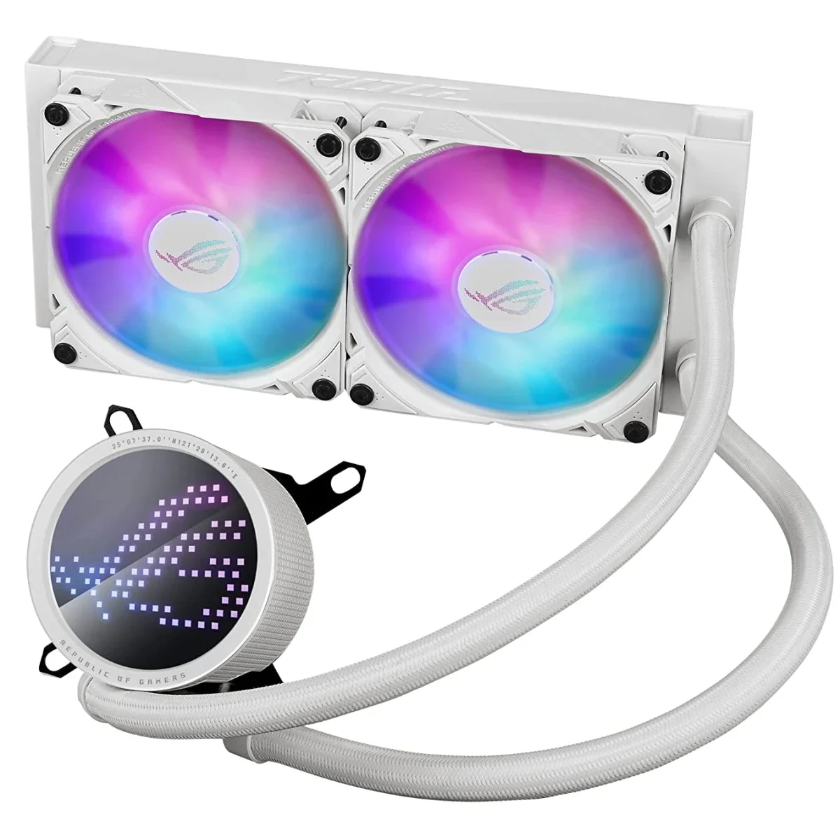 Asus ROG Ryuo III 240 ARGB AIO Liquid Cooler with Anime Matrix LED Display - White
