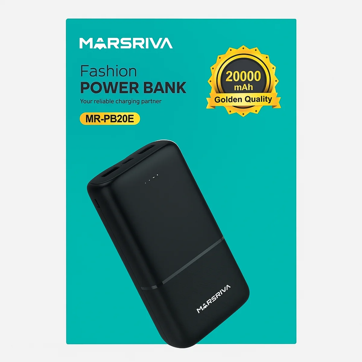 باور بانك Marsriva Fashion بسعة 20000mAh أسود - Image 2