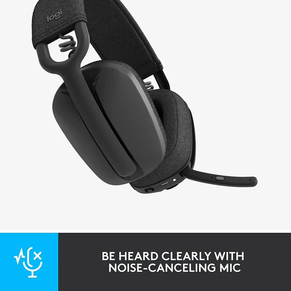 سماعة رأس Logitech Zone Vibe 100 خفيفة الوزن بتقنية Bluetooth وميكروفون عازل للضوضاء - Graphite - Thumbnail 4