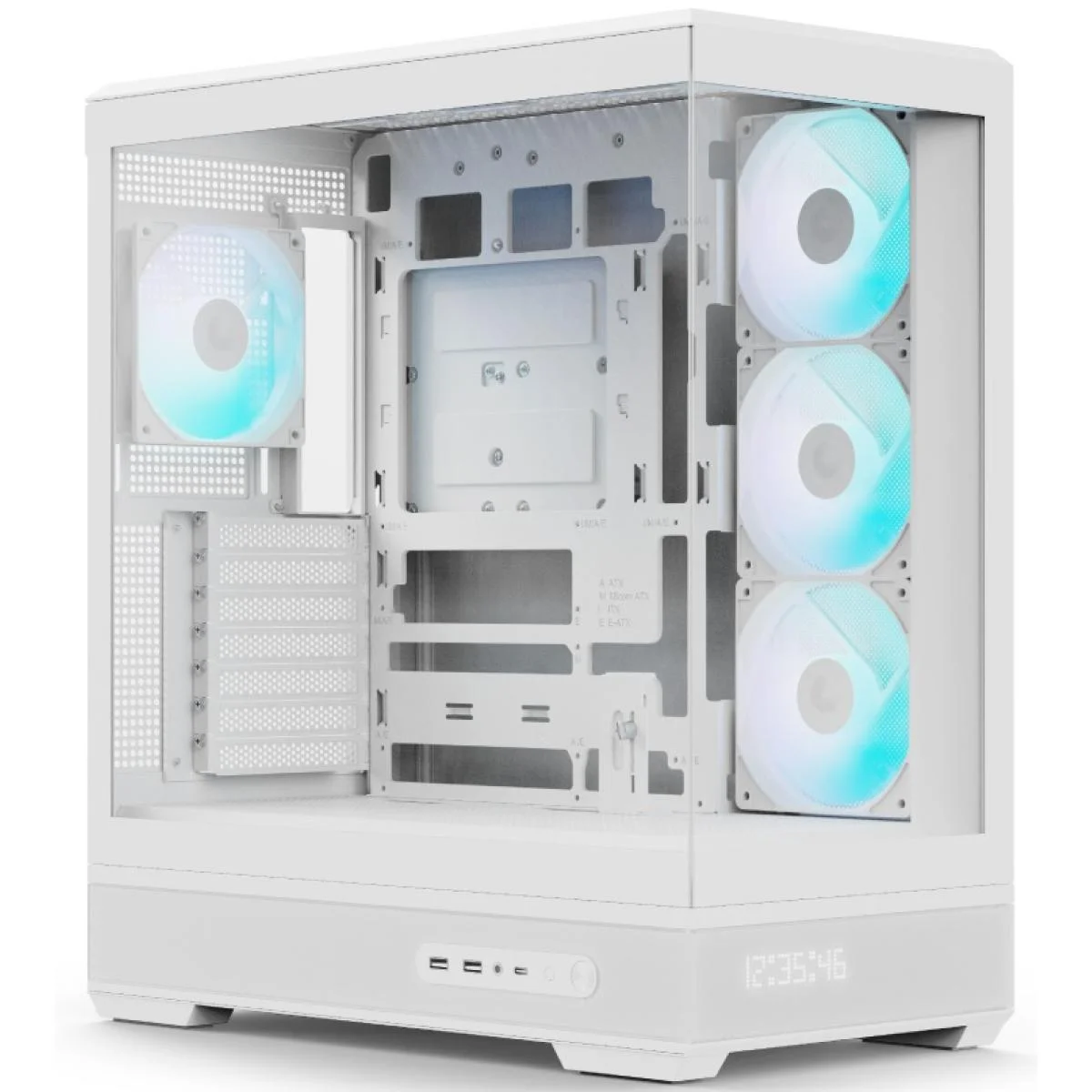 AeroCool P500B DIGI White ARGB ATX Mid-Tower Gaming Case with Display