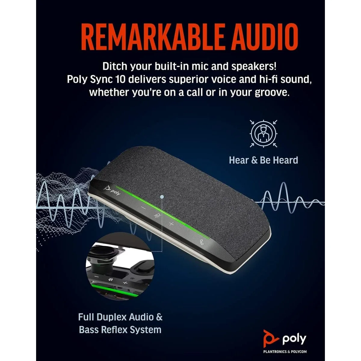 Poly Sync 10 USB Speakerphone with Dual Microphones - Thumbnail 3
