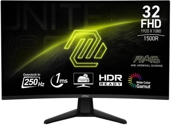 شاشة ألعاب MSI MAG 32C6X منحنية 31.5 إنش FHD 1920 x 1080، انحناء 1500R، 250 هرتز، 1 مللي ثانية، Adaptive-Sync، HDR Ready، أسود، كفالة 3 سنوات - Thumbnail 9