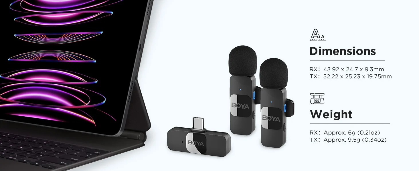 Boya BY-V20 USB-C Wireless Lavalier Microphone with Noise Cancellation - Black - Thumbnail 10