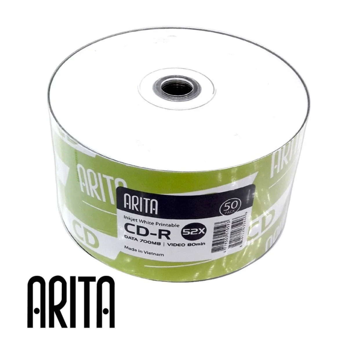 أقراص ARITA CD-R قابلة للطباعة 700MB بسرعة 52X، عبوة 50، فضي