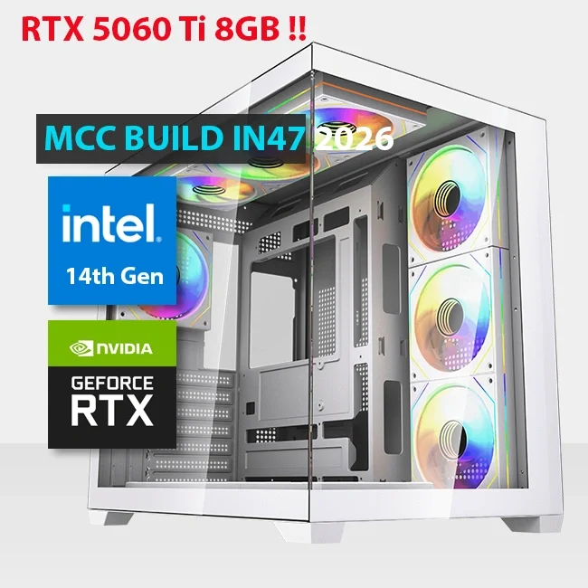 MCC IN47-26 MIDAS Gaming PC, Intel Core i7-14700F, RTX 5060 Ti 8GB, 32GB RAM, 1TB SSD