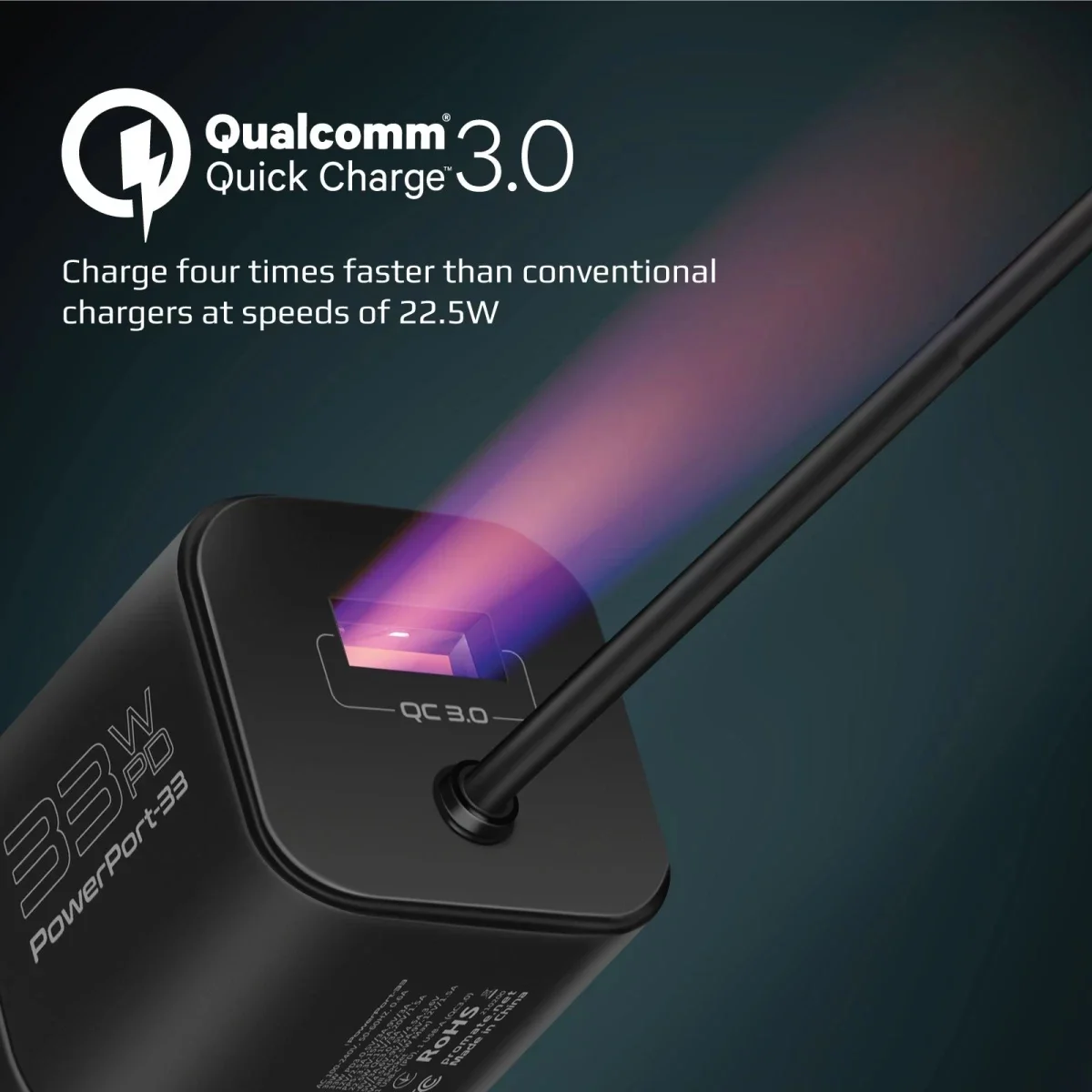 شاحن حائط Promate PowerPort-PDQC3 USB-C بقدرة 33 واط مع QC 3.0 بقدرة 22.5 واط وكابل 1.5 متر - أبيض - Thumbnail 5
