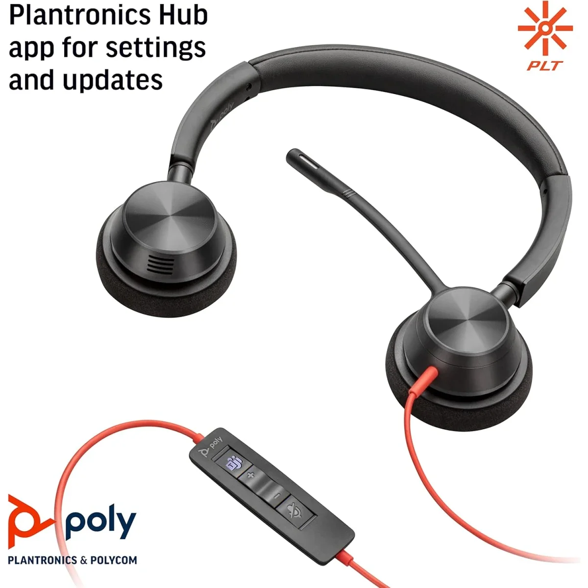 سماعة رأس Poly Blackwire 3320 سلكية مزدوجة الأذن USB-C مع ميكروفون بوم عازل للضوضاء - Thumbnail 5